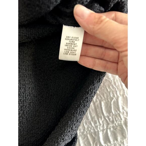 St. John Black Floral V- Neck Even Dress Size 12 - Picture 4 of 5